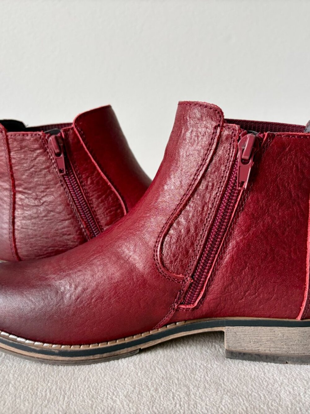 Josef Seibel Burgundy Leather Waterproof Ankle Boots - Picture 5 of 16